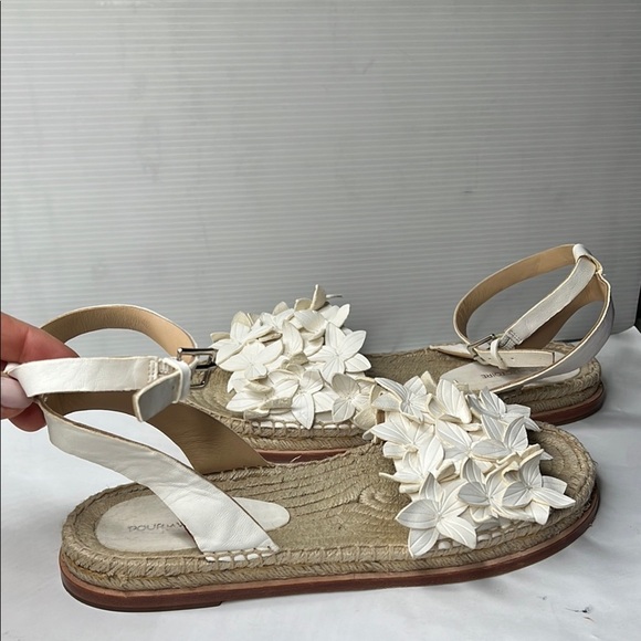 Pour La Victoire Sz 8 Women's Pica Espadrille White Leather Flat Sandals - Picture 1 of 10